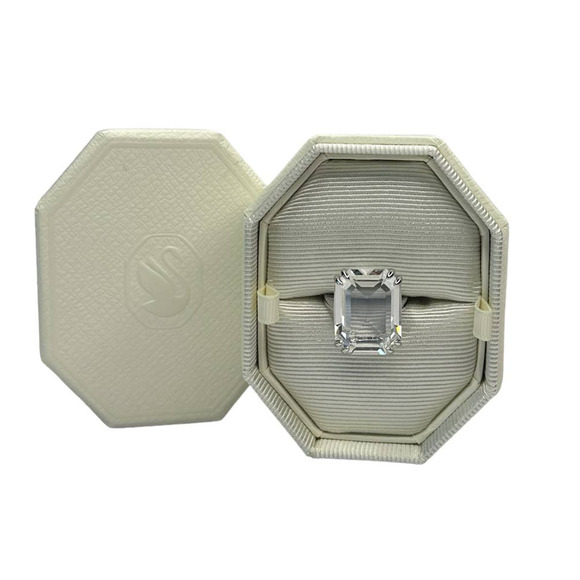 Swarovski Mesmera cocktail ring Octagon cut, White, Rhodium plated